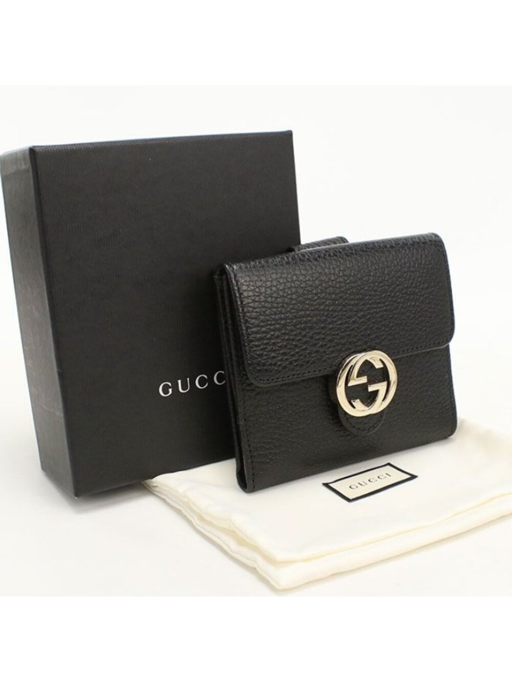 Gucci Hook Interlocking Bifold Wallet Leather